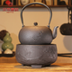 漢帝唐韻（HDTYU）日本鐵壺原裝進(jìn)口古錢(qián)砂鐵純手工鑄鐵壺煮茶燒水壺蓮花日式茶具 蓮花+山水電陶爐