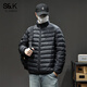 班尼路S&K90白鴨輕薄羽絨服男冬季2025新款潮牌大碼保暖男士外套 黑色 L 碼適合125-145斤