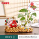 LZJV創(chuàng  )意財神綠蘿水培花瓶透明玻璃器皿魚(yú)缸桌面客廳辦公室擺件裝飾品 招財進(jìn)寶+底座+花瓶/贈彩石 中號