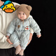 G.duck嬰兒棉衣冬季夾棉保暖男寶寶衣服冬裝加厚嬰幼兒抱衣冬天外出棉服 藍色夾棉哈衣 66cm