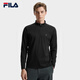 FILA 斐樂(lè )官方男子針織長(cháng)袖衫冬季新款時(shí)尚休閑半拉鏈基礎長(cháng)T 正黑色-BK XL 180/100A/XL