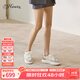 73Hours趙麗穎同款女鞋小熊玩偶25春夏新款厚底增高百搭小白鞋休閑運動(dòng)鞋 白灰 36