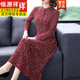 恒源祥2024春秋新款碎花連衣裙長(cháng)袖女高貴氣質(zhì)秋冬長(cháng)裙子 紅色 2XL 【建議125--135斤】