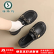 啄木鳥(niǎo)厚底樂(lè )福鞋女2026新款春夏英倫風(fēng)復古增高小皮鞋休閑百搭通勤單鞋 黑色 37 (235mm)