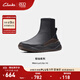 Clarks其樂(lè )輕動(dòng)系列女鞋冬季時(shí)尚復古潮流舒適拉鏈平跟及踝靴襪靴 黑色 261747274 37
