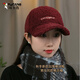 啄木鳥(niǎo)（TUCANO）保暖羊羔絨鴨舌帽女休閑刺繡字母棒球帽秋冬加厚護耳寬檐顯臉小 安哥拉紅色-羊羔絨棒球帽 均碼 可調節54-60cm