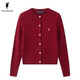 POLOWALK麻花針織開(kāi)衫女春秋季新款保羅女裝氣質(zhì)休閑絞花毛衣外套長(cháng)袖線(xiàn)衣 酒紅色【AM8W53580114】 2XL (175)