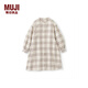 無(wú)印良品（MUJI）大童 法蘭絨 長(cháng)袖連衣裙 女童童裝裙子25年秋季純棉CB1PGA5A 米白色格紋 150 /68A