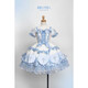 閃動(dòng)少女（SHANDONGSHAONV）昭和十字戀人Lolita洛麗塔洋裝蛋糕裙短袖日系甜美公主 藍白色洋裝(有愛(ài)心版) S