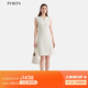 PORTS寶姿女裝春夏新款優(yōu)雅珍珠裝飾圓領(lǐng)奶白色醋酸混紡側開(kāi)衩連衣裙 奶白色 S (4）