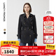 朗姿【朗姿Basic衣櫥】法式復古正肩高級感氣質(zhì)外套設計秋新款風(fēng)衣女 黑色3 M