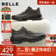 百麗厚底增高健步鞋男25秋新抓紋牛皮戶(hù)外休閑運動(dòng)鞋A2215CM5預售 黑色 41 (255mm)