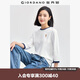 佐丹奴T恤女純棉套頭衫貓咪刺繡撞色圓領(lǐng)七分袖上衣05324798