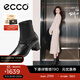 愛(ài)步（ECCO）靴子女 時(shí)尚潮流百搭女靴羊皮輕奢粗跟短靴女 型塑290973 黑色29097351052 37
