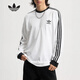 阿迪達斯（adidas）三葉草官方 Adicolor三條紋男女復古穿搭棉修身打底衫長(cháng)袖圓領(lǐng)T恤 IA4879  白色 情侶款 XL