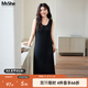 MsShe【背心連衣裙襯衫套裝】大碼女裝2025秋裝胖mm顯瘦高級感裙 莫代爾針織裙-黑色現貨, 4XL