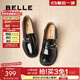 百麗（Belle）牛皮舒適樂(lè )福鞋女2025春新商場(chǎng)同款通勤百搭鞋D7E1DAA5 黑色 37 (235mm)