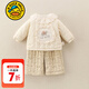 G.duck小黃鴨童裝女童套裝秋冬裝女寶寶夾棉加厚棉衣棉褲嬰幼兒衣服冬季 米白色 80 7-11月(建議寶寶75-85cm)cm