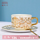 中國國家博物館纏枝紋咖啡杯喝水茶杯碟子勺子套裝創(chuàng  )意文創(chuàng  )水杯陶瓷生日禮物 金色