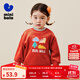 迷你巴拉【加絨衛衣】男女童冬新保暖假兩件萌趣上衣 鐵銹紅61005 90