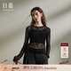 日著(zhù)RIZHUO【商場(chǎng)同款】紗衣T恤衫2025秋季新款女裝修身輕薄長(cháng)袖 樹(shù)影黑 M