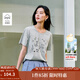 茵曼2025夏季女裝新款棉質(zhì)透氣吸印花小清新圓領(lǐng)短袖T恤TEE上衣 格調灰 L