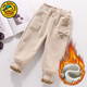 G.DUCKKIDS小黃鴨女童褲子秋冬款女寶寶加絨保暖兒童長(cháng)褲冬季加厚燈芯絨衛褲 杏色-加絨 100 建議90-100cm2-3歲