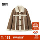 森馬（Semir）外套女牛角扣翻領(lǐng)寬松文藝2024冬季仿麂皮仿兔毛夾克109724108011