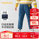 巴拉巴拉童裝兒童牛仔褲男童女童加絨褲子2024秋冬寬松哈倫褲208424108219