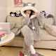 JaetinWsinn三層夾棉睡衣女士冬季加絨加厚珊瑚絨2025新款灰色高級冬天家居服 1388【零下可穿 加絨加厚】 L 【160-165CM 100-120斤】
