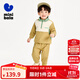 迷你巴拉【學(xué)院風(fēng)】男童女童長(cháng)袖套裝寶寶撞色戶(hù)外兒童運動(dòng) 黃綠41196 90 cm