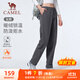 駱駝（CAMEL）加絨直筒長(cháng)褲女裝防潑水梭織運動(dòng)褲 C25CA6L6025 墨灰 L
