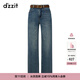 DZZIT【明星同款】牛仔褲冬季丹寧主義百搭褲子女3I4R6021S 藍色 S
