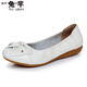 特大碼中老年女裝皮鞋牛皮大碼女單鞋蝴蝶結皮軟媽媽鞋平底春秋季軟牛皮女鞋 白色 42