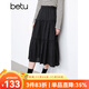 百圖betu女裝2025春季新款半身裙高腰寬松燙鉆中長(cháng)款 裙子女2501T55 黑色 L