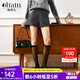 Olrain歐芮兒灰色高腰休閑褲秋季女裝通勤百搭毛呢短褲 灰色 S