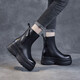 潮讀（Chaodu）真皮短靴女2025秋冬季新款女鞋子內增高馬丁靴百搭女靴子馬丁鞋 黑色【單里】升級款 34