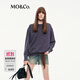 MO&Co.衛衣2025秋新品棉質(zhì)美式鉆飾懷舊洗水落肩輕搖滾風(fēng)MBE3SWST01 紫灰色 M /165