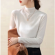 NY-RCE高級灰色半高領(lǐng)修身長(cháng)袖內搭打底衫毛衣女秋冬新款慵懶風(fēng)針織上衣 白色+優(yōu)質(zhì)面料 M