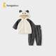 童泰（TONGTAI）寶寶套裝春秋季嬰兒衣服兒童外出上衣褲子連帽外套長(cháng)褲灰色100cm