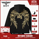 BOY LONDON【燦若繁星】秋情侶風(fēng)外套潮牌刺繡開(kāi)衫連帽衛衣N06904 黑色金色翅膀 M
