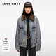 MISS SIXTY2025秋季新款牛仔外套女可拆卸毛領(lǐng)搖粒絨內膽寬松短款 復古藍 S