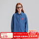 ELLE KIDS春季新品】法式學(xué)院風(fēng)女童大童純棉透氣吸濕翻領(lǐng)牛仔微落肩襯衫