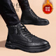 普步仕品牌真皮馬丁靴男2025年冬季新款加絨潮流靴子男工裝時(shí)尚百搭男鞋 黑色冬季[保暖加絨] 40