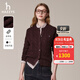 哈吉斯（HAZZYS）女裝 秋冬款女士彩點(diǎn)絞花休閑羊毛開(kāi)衫女ABYSD1BDD47 酒紅色WN M (160/84A 38)