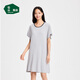 松山棉店小薄荷女士帶胸墊短袖裙莫代爾吊帶睡裙夏季帶杯短袖裙-銀灰XL