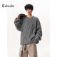 Cebrodz法國 毛衣男秋2025冬季寬松慵懶風(fēng)絞花針織衫保暖復古日系套頭圓 灰色 L