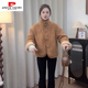 皮爾卡丹（pierre cardin）時(shí)尚雙面穿加絨外套秋冬新款今年流行皮毛一體短款翻領(lǐng)夾克女 深卡其【兩面穿】毛毛外套 實(shí)物偏深一點(diǎn) S 建議80到100斤