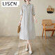 LISCN棉麻旅行文藝裙子夏季新款2025國風(fēng)波點(diǎn)寬松A字中長(cháng)款連衣裙女 圖片色 M