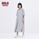 無(wú)印良品（MUJI）IDEE 女式 平紋 短袖連衣裙 女裝裙子25年夏季 連身裙 GA45CC5S 煙熏綠色 M (155/80A)